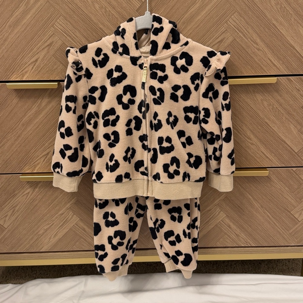 Little Me Black and Tan Leopard Hoodie